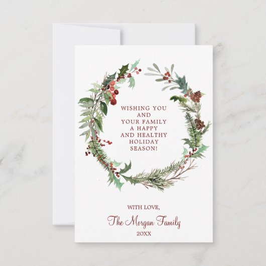 Rustic Holly-kerstfotokaarten Bedankkaart (Achterkant)