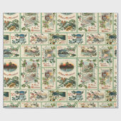  Rustic Holly-kerstkaart collage Cadeaupapier (Vlak)