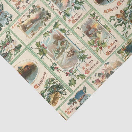 Rustic Holly-kerstkaart collage Tissuepapier (Detail)