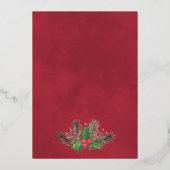 Rustic Holly & Pine Elegant Holiday Party Folie Uitnodiging (Achterkant)