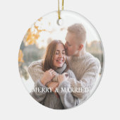 Rustic Holly Pine Passen getrouwd 2-zijdig Aangepa Keramisch Ornament (Links)