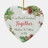 Rustic Holly Pine Samen 2-zijdig - Aangepaste foto Keramisch Ornament (Achterkant)