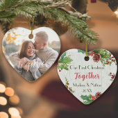 Rustic Holly Pine Samen 2-zijdig - Aangepaste foto Keramisch Ornament