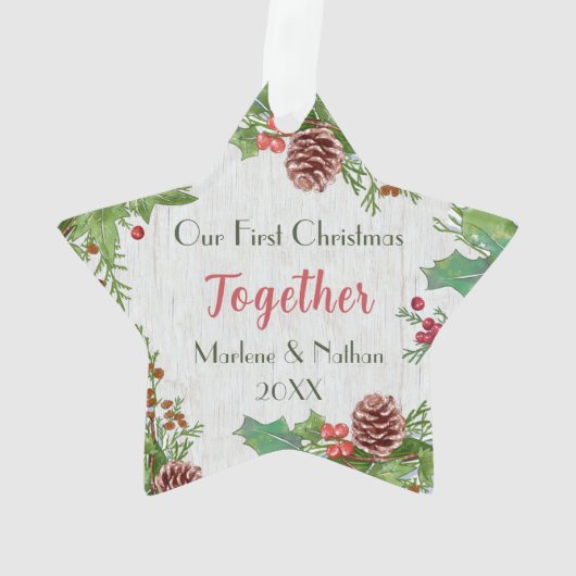 Rustic Holly Pine Samen 2-zijdig - Aangepaste foto Ornament (achterkant)