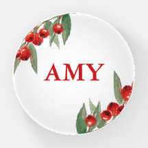Rustic Holly Red Berries - Gepersonaliseerd glas