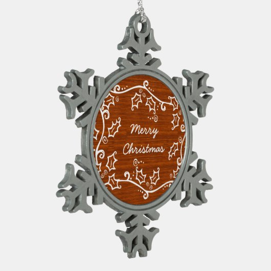 Rustic Holly Snowflake Ornament (Links)