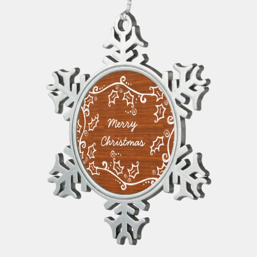 Rustic Holly Snowflake Ornament (Rechts)
