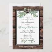 Rustic Holly Tree Branch Winter Wedding Invitation Kaart (Voorkant)