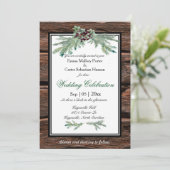 Rustic Holly Tree Branch Winter Wedding Invitation Kaart (Staand voorkant)