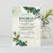 Rustic Holly Waterverf Holiday Dinner Party Kaart (Staand voorkant)