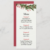 Rustic Holly Winter Kerstbruiloft Menu (Voorkant / Achterkant)