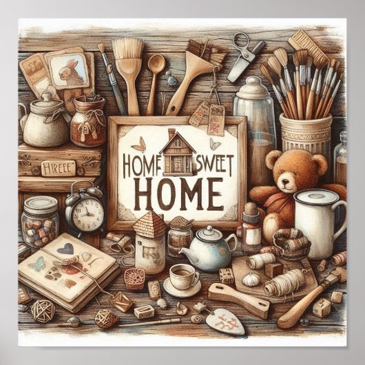 Rustic Home Sweet Home 1 Poster (Voorkant)