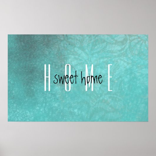 Rustic Home Sweet Home Blauwgroen Poster (Voorkant)