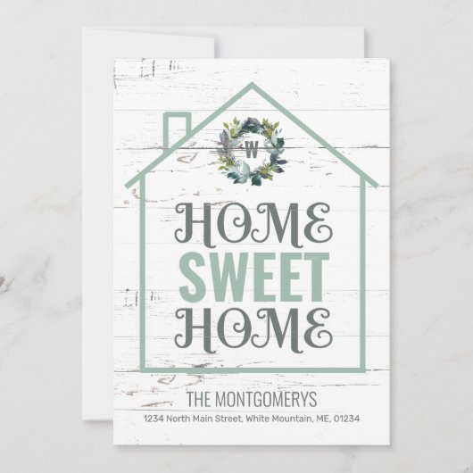 Rustic Home Sweet Home Laurel Wreath Moving Aankondiging (Voorkant)