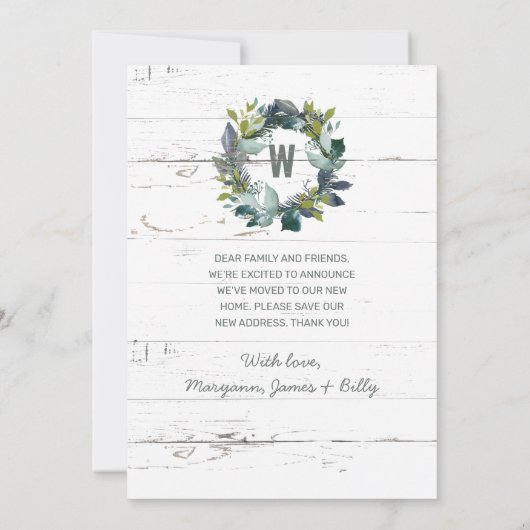 Rustic Home Sweet Home Laurel Wreath Moving Aankondiging (Achterkant)