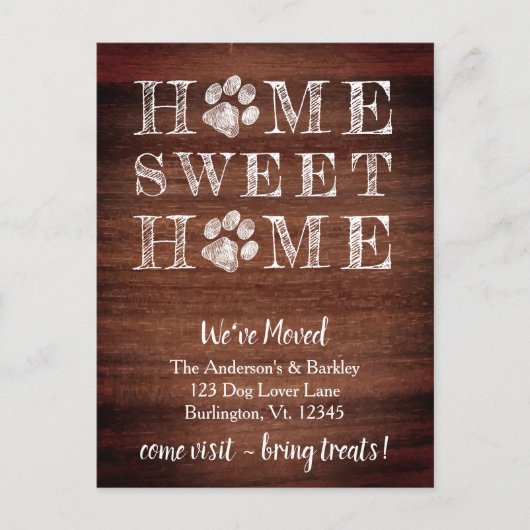 Rustic Home Sweet Home We hebben Dog Pet Moving Aankondigingskaart (Voorkant)