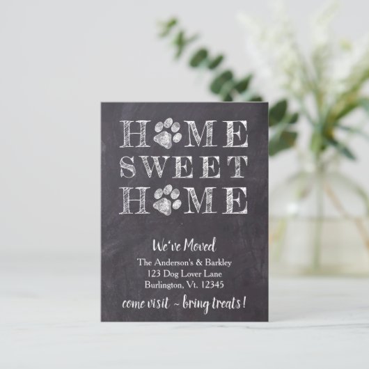 Rustic Home Sweet Home We hebben Pet Moving Aankondigingskaart (Staand voorkant)
