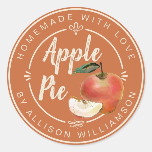 Rustic Homemade Apple Pie Burnt Sinaasappel Ronde Sticker (Voorkant)
