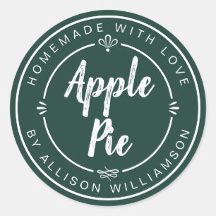 Rustic Homemade Apple Pie Dark Green Ronde Sticker