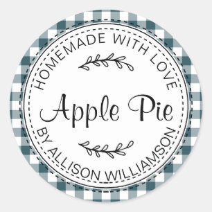 Rustic Homemade Apple Pie Emerald Green Check Ronde Sticker