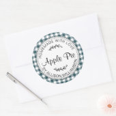 Rustic Homemade Apple Pie Emerald Green Check Ronde Sticker (Envelop)