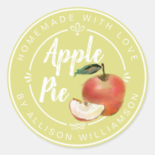 Rustic Homemade Apple Pie Green Ronde Sticker
