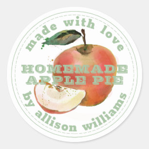 Rustic Homemade Apple Pie Green White Ronde Sticker