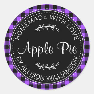 Rustic Homemade Apple Pie Paars Black Pset Ronde Sticker
