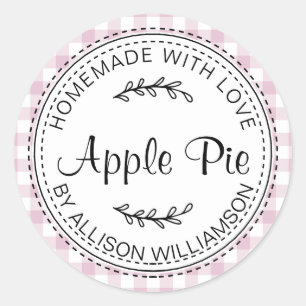 Rustic Homemade Apple Pie Paarse check Ronde Sticker