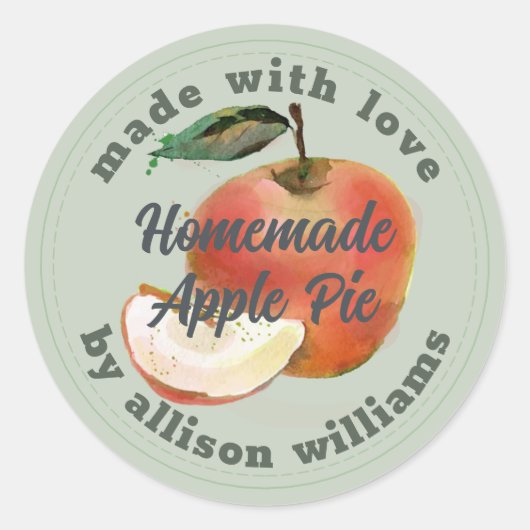 Rustic Homemade Apple Pie Pastel Green Ronde Sticker (Voorkant)
