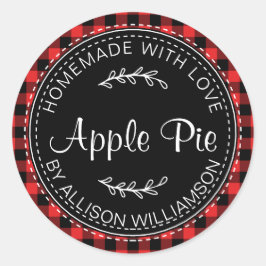 Rustic Homemade Apple Pie Red Black Pset Ronde Sticker