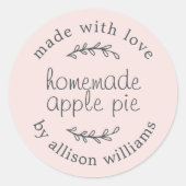 Rustic Homemade Baked Goods Apple Pie Pink Ronde Sticker (Voorkant)
