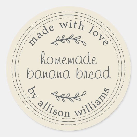 Rustic Homemade Banana Bread Antiek White Ronde Sticker (Voorkant)