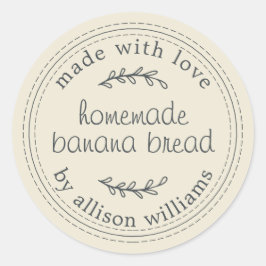 Rustic Homemade Banana Bread Antiek White Ronde Sticker