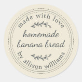 Rustic Homemade Banana Bread Antique White Ronde Sticker (Voorkant)