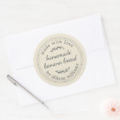 Rustic Homemade Banana Bread Antique White Ronde Sticker (Envelop)