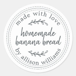 Rustic Homemade Banana Bread Black White Ronde Sticker