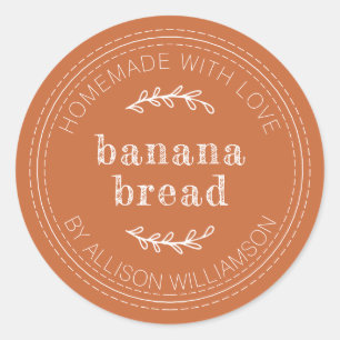 Rustic Homemade Banana Bread Burnt Sinaasappel Ronde Sticker