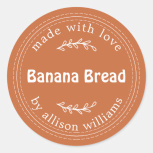 Rustic Homemade Banana Bread Burnt Sinaasappel Ronde Sticker