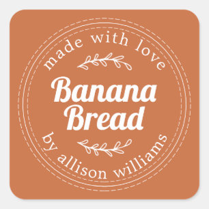 Rustic Homemade Banana Bread Burnt Sinaasappel Vierkante Sticker