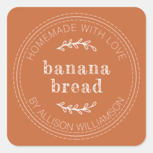 Rustic Homemade Banana Bread Burnt Sinaasappel Vierkante Sticker