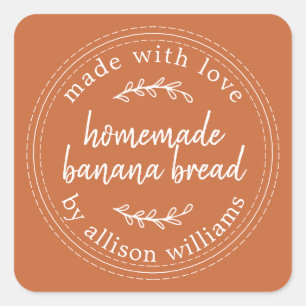 Rustic Homemade Banana Bread Burnt Sinaasappel Vierkante Sticker