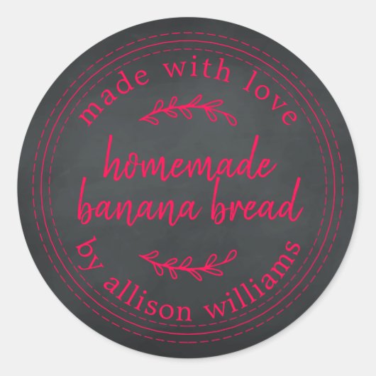 Rustic Homemade Banana Bread Chalkboard Ronde Sticker (Voorkant)