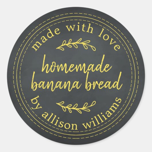 Rustic Homemade Banana Bread Chalkboard Ronde Sticker (Voorkant)