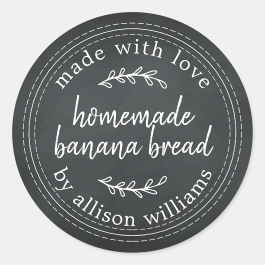 Rustic Homemade Banana Bread Chalkboard Ronde Sticker (Voorkant)