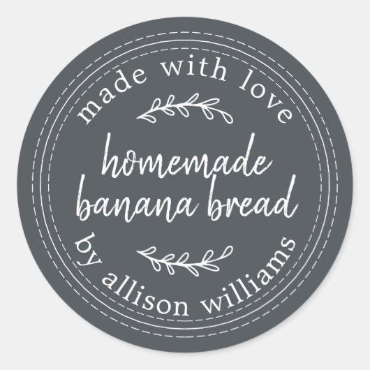 Rustic Homemade Banana Bread Off-Black Ronde Sticker (Voorkant)