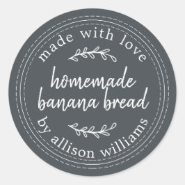 Rustic Homemade Banana Bread Off-Black Ronde Sticker