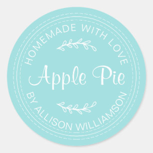 Rustic Homemade Bked Goods Apple Pie Turquoise Ronde Sticker