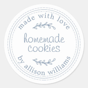 Rustic Homemade Bked Goods Cookies Blue Ronde Sticker