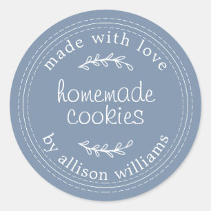 Rustic Homemade Bked Goods Cookies Blue Ronde Sticker